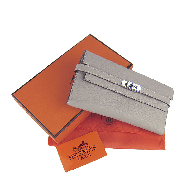 High Quality Hermes Kelly Long Clutch Bag Gray H009 Replica - Click Image to Close